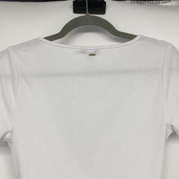 Guess White ribbed surplice V-neck crop top side tie size Medium - Picture 13 of 16